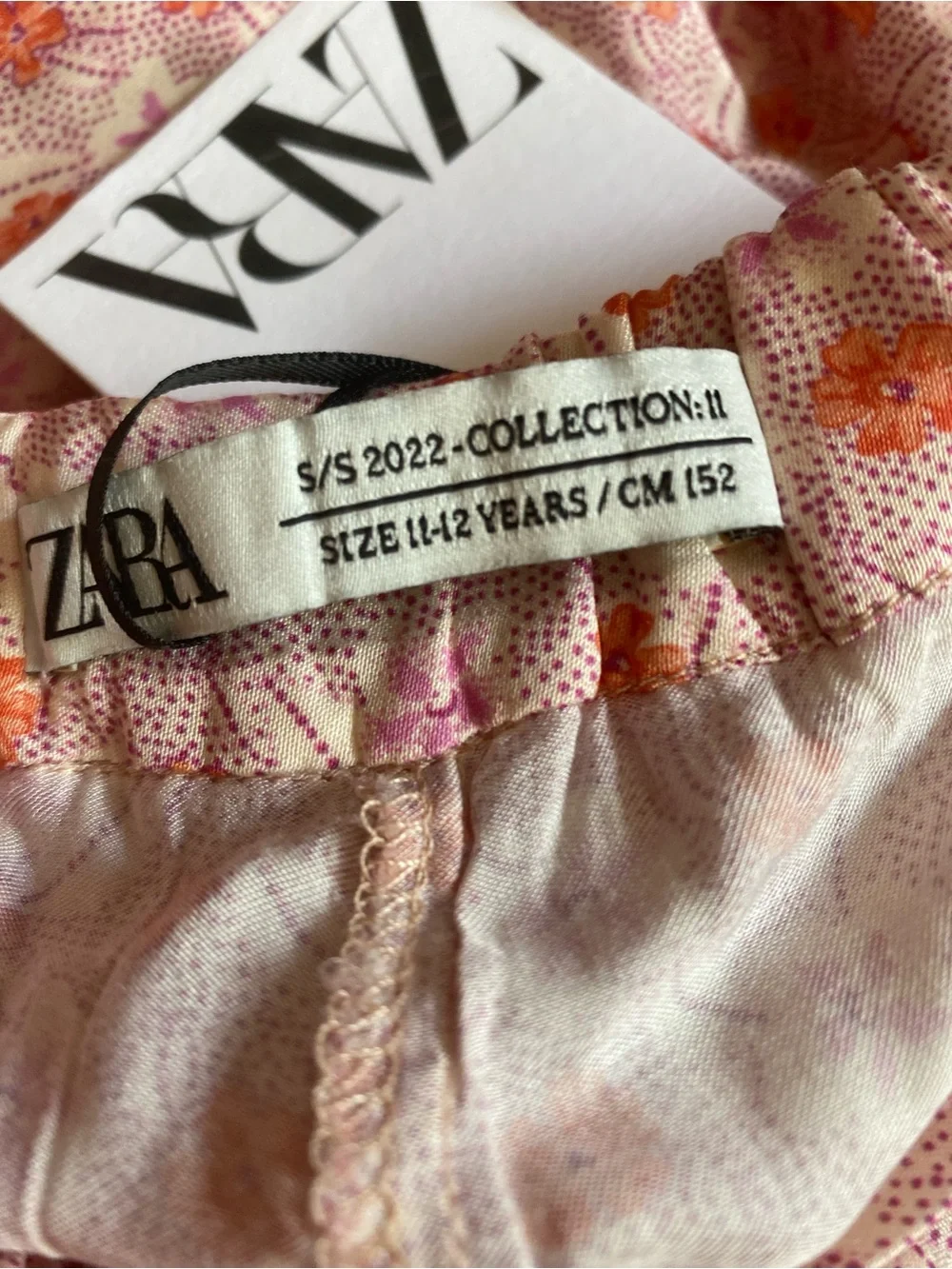 Zara Pink & Orange Floral Print Shorts Trim Lace & Sequin Detail NWT Size 11/12